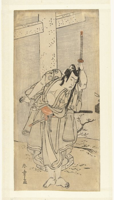 Schauspieler Bando Mitsugoro I in der Rolle von Umeomaru von Katsukawa Shunsho
