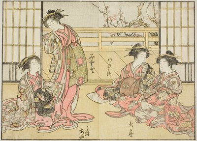 Kurtisanen des Kadotamaya, aus dem Buch "Spiegel der schönen Frauen der Vergnügungsviertel," Bd. 1 von Katsukawa Shunsho