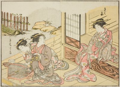 Kurtisanen des Kagemanjiya, aus dem Buch "Spiegel der schönen Frauen der Vergnügungsviertel," Bd. 1 von Katsukawa Shunsho