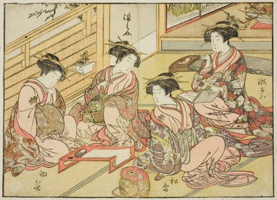 Kurtisanen des Matsubaya, aus dem Buch "Spiegel der schönen Frauen der Vergnügungsviertel," Bd. 1 von Katsukawa Shunsho