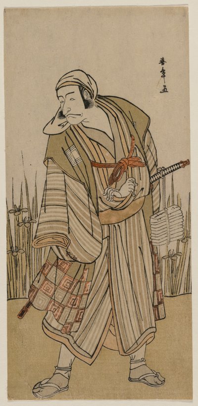 Ichikawa Danjuro V als ein Reisender neben einem Büschel Iris von Katsukawa Shunsho
