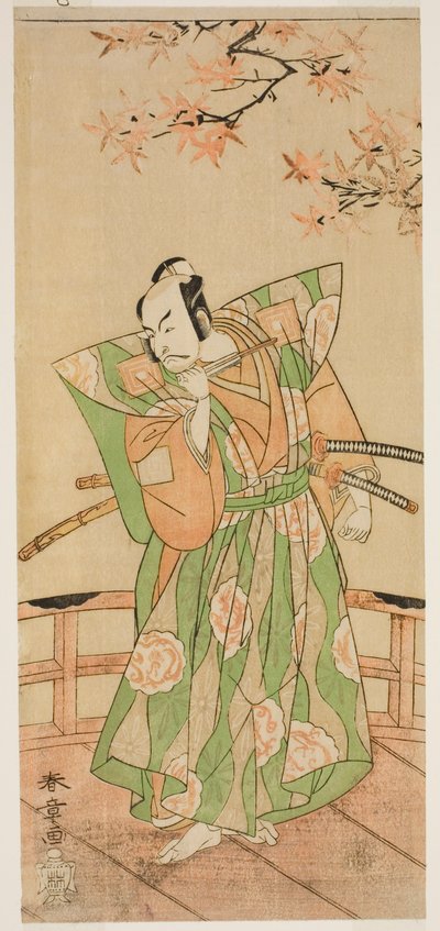 Der Schauspieler Ichikawa Danjuro V als Momonoi Wakasanosuke Yasuchika (?) im Stück Kanadehon Chushingura (?), aufgeführt im Nakamura Theater (?) im fünften Monat, 1771 (?) von Katsukawa Shunsho