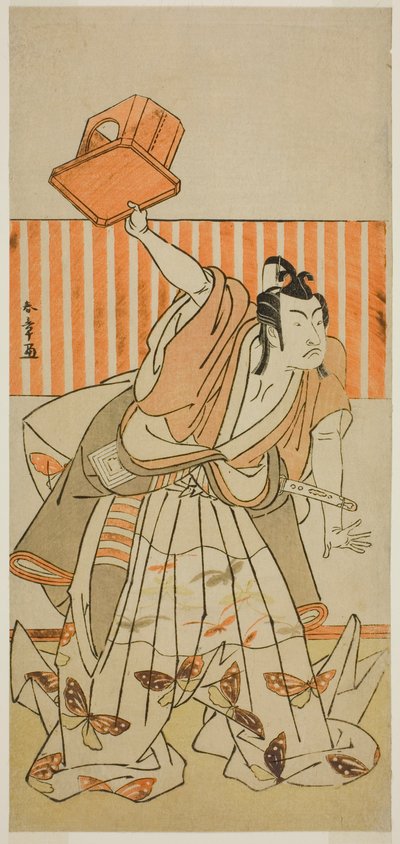 Der Schauspieler Ichikawa Monnosuke II als Ageha no Chokichi verkleidet als Soga no Goro Tokimune im Stück Kaido Ichi Yawaragi Soga, aufgeführt im Nakamura-Theater im dritten Monat, 1778 von Katsukawa Shunsho