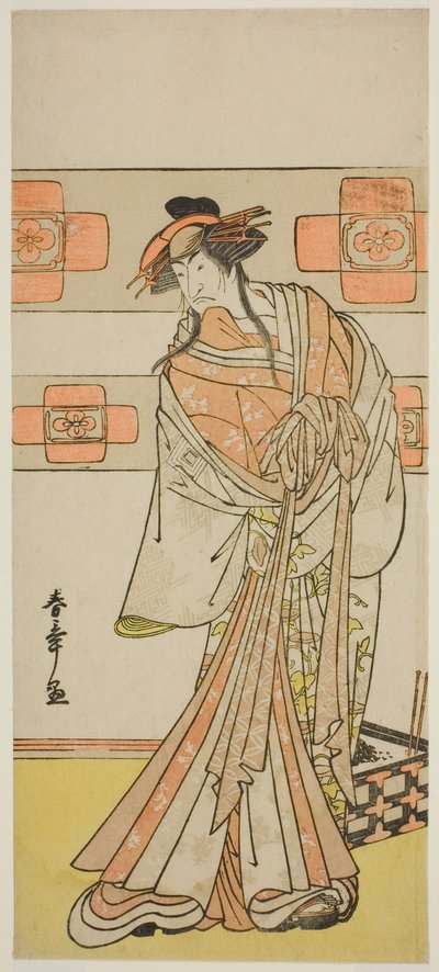 Der Schauspieler Ichikawa Monnosuke II als Geist des abtrünnigen Mönchs Seigen im Stück Edo no Hana Mimasu Soga, aufgeführt im Nakamura-Theater im zweiten Monat, 1783 von Katsukawa Shunsho
