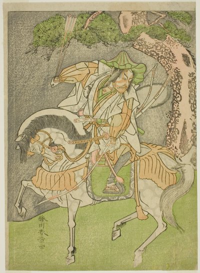 Der Schauspieler Matsumoto Koshiro II als Kagekiyo verkleidet als Omi Yawatanosuke im Stück Haru wa Soga Akebono-zoshi, aufgeführt im Nakamura Theater im ersten Monat, 1772 von Katsukawa Shunsho