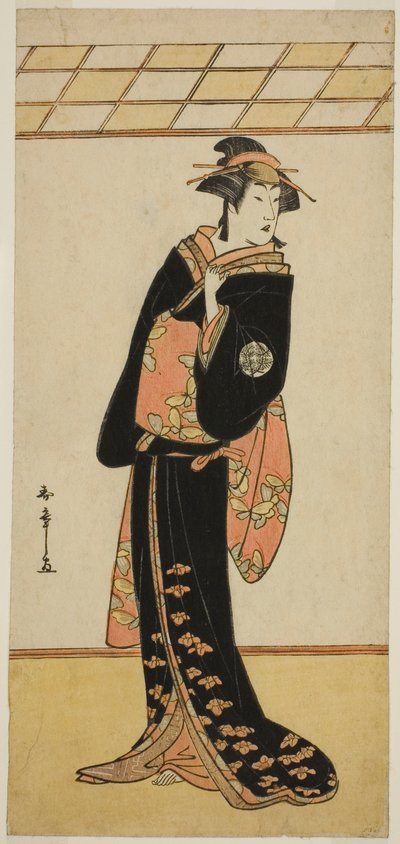 Der Schauspieler Nakamura Riko I als Lady Manko (Manko Gozen) (?) im Stück Soga Musume Choja (?), aufgeführt im Nakamura Theater (?) im ersten Monat, 1784 (?) von Katsukawa Shunsho