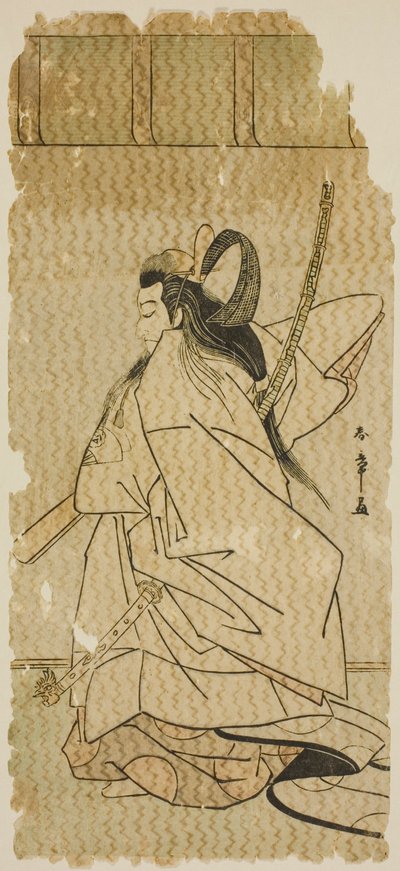 Der Schauspieler Onoe Matsusuke I als Prinz Takanori im Stück "Kaeribana Eiyu Taiheiki," aufgeführt im Nakamura-Theater im elften Monat, 1779 von Katsukawa Shunsho