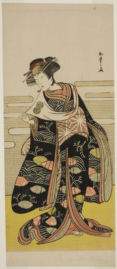 Der Schauspieler Segawa Kikunojo III als Onami verkleidet als Drachenprinzessin im Stück Saki Masuya Ume no Kachidoki, aufgeführt im Ichimura-Theater im elften Monat, 1778 von Katsukawa Shunsho