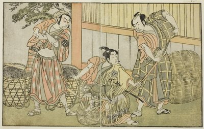 Das Stück Kuni no Hana Ono no Itsumoji, aufgeführt im Nakamura Theater im elften Monat, ca. 1772 von Katsukawa Shunsho