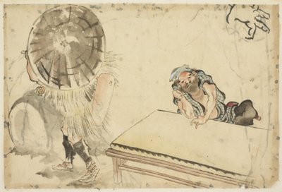 Mochi-Macher und ein Tatami-Macher (zwei Skizzen), ca. 1815-1849 von Katsushika (school of) Hokusai