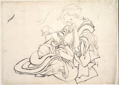 Eine Frau und ein Baby von Katsushika Hokusai