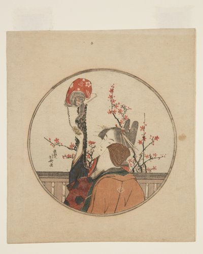 Kurtisane, Gast und Haustieraffe von Katsushika Hokusai