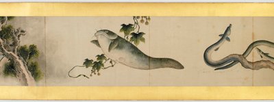 Detail einer Bildrolle mit verschiedenen Bildern, Edo-Periode, 1839 (Detail) von Katsushika Hokusai