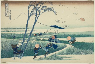 Ejiri in der Provinz Suruga (Sunshu Ejiri), aus der Serie "Sechsunddreißig Ansichten des Berges Fuji (Fugaku sanjurokkei)" von Katsushika Hokusai