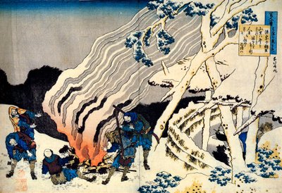 Aus der Serie Hundert Gedichte von hundert Dichtern: Minamoto no Muneyuki, um 1830 von Katsushika Hokusai