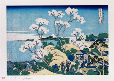 Fuji von Gotenyama in Shinagawa am Tokaido, aus der Serie Die sechsunddreißig Ansichten des Berges Fuji von Katsushika Hokusai