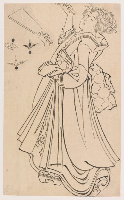 Mädchen spielt mit Federball und Federballschläger, spätes 18. - frühes 19. Jahrhundert von Katsushika Hokusai