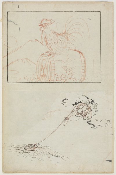 Donnergott und seine Trommel von Katsushika Hokusai