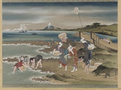 Landschaft: Muschelsammler am Ufer von Katsushika Hokusai
