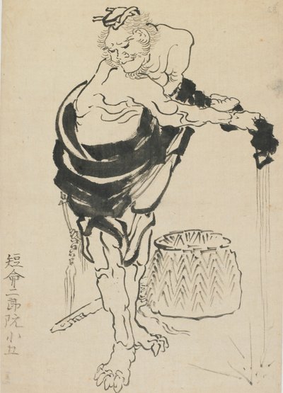Mann, der sein Gewand auswringt von Katsushika Hokusai