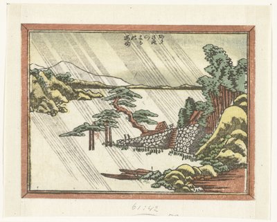Nächtlicher Regen in Karasaki von Katsushika Hokusai