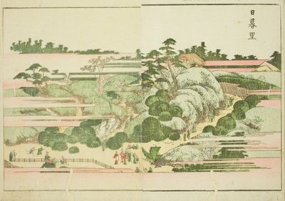 Nippori, aus dem illustrierten Buch "Bilderbuch der Vergnügungen des Ostens (Ehon Azuma asobi)" von Katsushika Hokusai