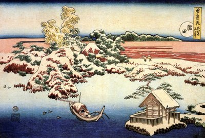 Verschneite Landschaft am Sumida-Fluss, Japan von Katsushika Hokusai