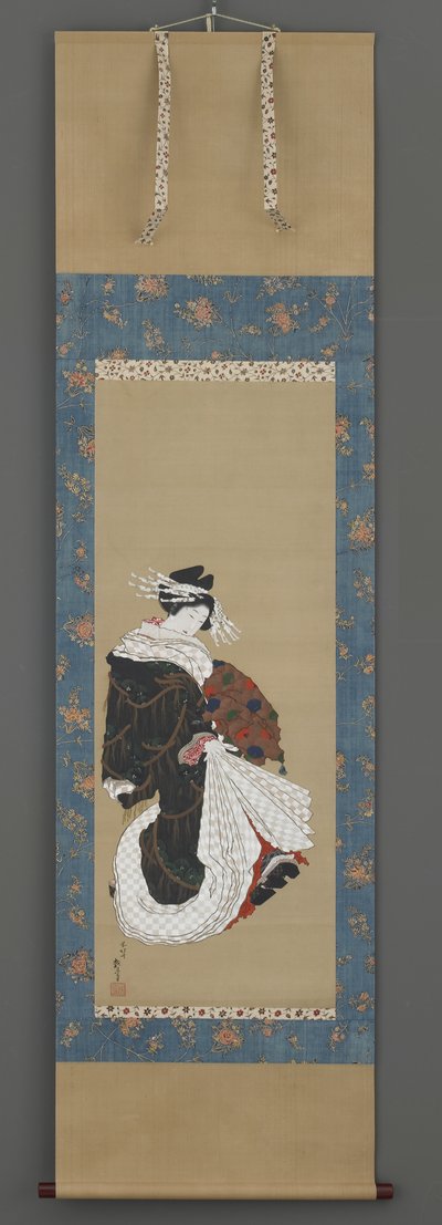 Porträt einer gehenden Kurtisane, ca. 1815-19 von Katsushika Hokusai