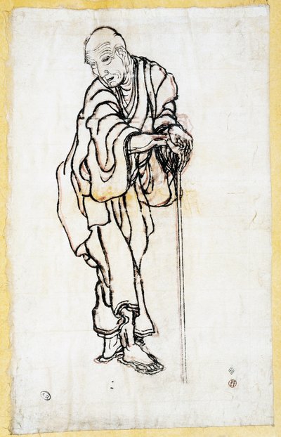 Selbstporträt als alter Mann, ca. 1840-49 von Katsushika Hokusai
