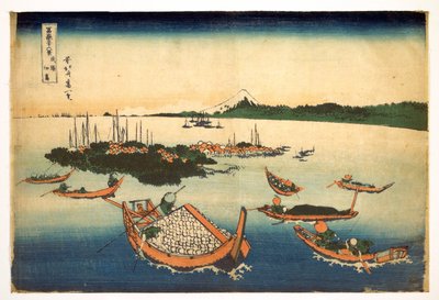 36 Ansichten des Berges Fuji: Blick auf die Insel Tsukuda in der Provinz Musashi von Katsushika Hokusai