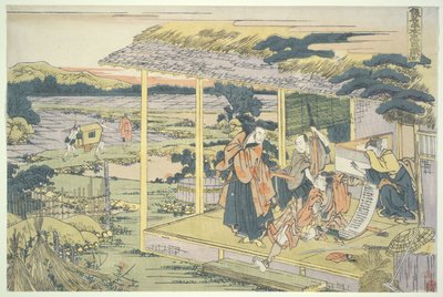 Die loyale Liga der siebenundvierzig Rōnin, Akt VI: Yoichibeis Haus, die Szene von Kampeis Seppuku von Katsushika Hokusai