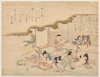 Die sieben Glücksgötter feiern das Neujahr von Katsushika Hokusai