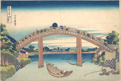 Unter der Mannen-Brücke in Fukagawa, aus der Serie Sechsunddreißig Ansichten des Berges Fuji von Katsushika Hokusai