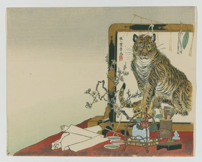 Stehender Bildschirm (Tsuitate) eines Tigers, 1878 von Kawanabe Kyosai