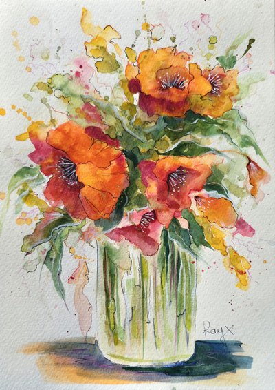 Lebhaftes Mohnbouquet von Kay Shanley