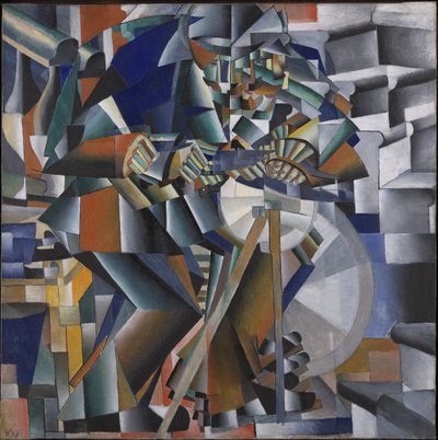 Der Messerschleifer oder Prinzip des Glitzerns, 1912-3 von Kazimir Severinovich Malevich