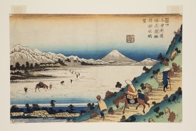 Nr. 31, Shiojiri-Pass: Blick auf den Suwa-See von Keisai Eisen