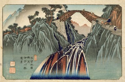 Inagawa-Brücke bei Nojiri, veröffentlicht von Hoeido und Kinjudo, späte 1830er Jahre von Keisai Eisen