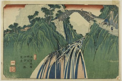 Nr. 41: Ferne Ansicht der Ina-Flussbrücke bei Nojiri, aus der Serie „[Neunundsechzig Stationen der] Kisokaido“ von Keisai Eisen