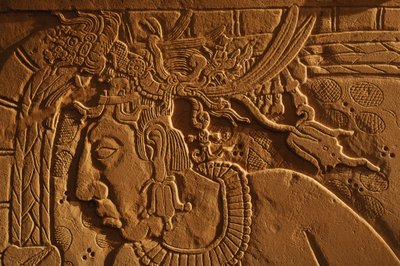 Tempel 21 Thronbank, Schnitzerei von König Akhal Mo Nab, Palenque, Mexiko, 2005 (Foto) von Kenneth Garrett