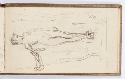 Skizzenbuchseite: Stehende Figur mit Stab von Kenyon Cox