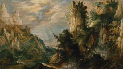 Eine bergige Landschaft mit einem Wasserfall, ca. 1600 von Kerstiaen de Keuninck