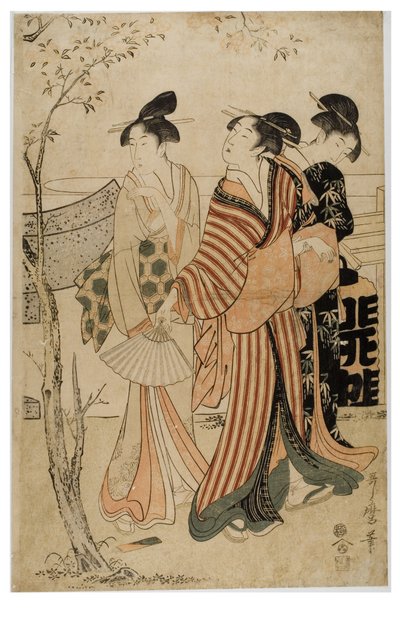 Im Frühlingsnebel eine Prozession von Blumen von Kikugawa Eizen