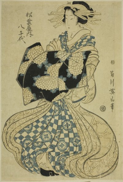 Die Kurtisane Yachiyo von Matsubaya, aus einer unbetitelten Serie von Kurtisanen auf Parade von Kikukawa Eizan