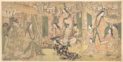 Ansicht der Vergnügungen des Taiko und seiner fünf Ehefrauen in Rakutō von Kitagawa Utamaro
