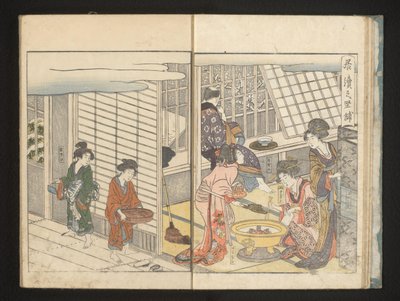 Kurtisanen und Gast am Wintermorgen von Kitagawa Utamaro