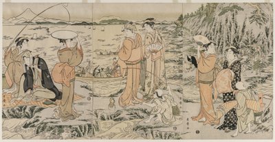 Angeln auf dem Hackbrettfelsen bei Enoshima von Kitagawa Utamaro
