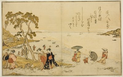 Muscheln sammeln bei Ebbe, aus dem illustrierten Buch "Geschenke von der Ebbe" von Kitagawa Utamaro