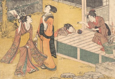 Neujahrsspiele, aus dem gedruckten Buch Blumen der vier Jahreszeiten Shiki no hana, 1801 von Kitagawa Utamaro