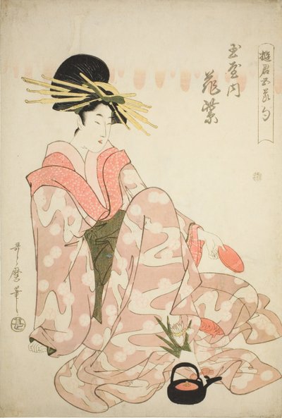 Die Kurtisane Hanamurasaki vom Tamaya, aus der Serie "Kurtisanen der fünf Feste (Yukun gosekku)" von Kitagawa Utamaro